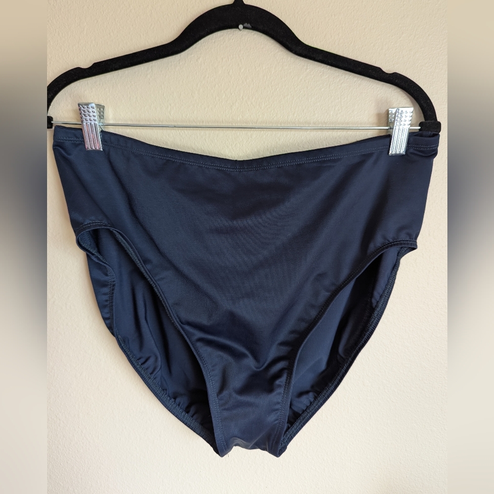 NWOT Miracle Suit Navy Blue High-Waisted Bikini Bottom Size 18